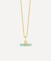 Rachel Jackson 22ct Gold-plated Amazonite Mini T-bar Pendant Necklace In Gold