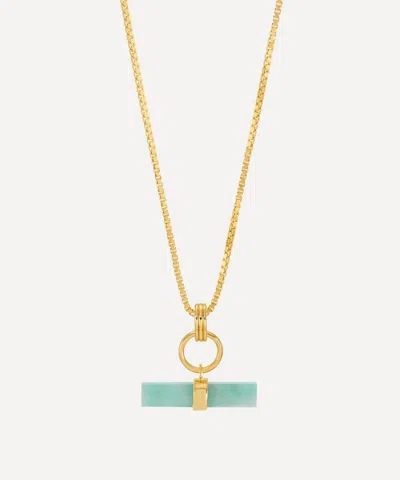 Rachel Jackson 22ct Gold-plated Amazonite T-bar Pendant Necklace