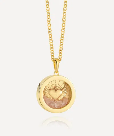 Rachel Jackson 22ct Gold-plated Guadian Angel Rose Quartz Amulet Necklace