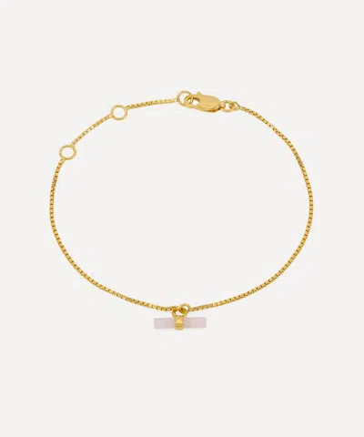 Rachel Jackson 22ct Gold-plated Love Rose Quartz T-bar Bracelet