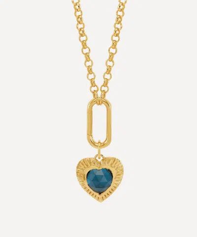 Rachel Jackson 22ct Gold-plated Personalised Electric Love Blue Topaz Hardware Heart Necklace