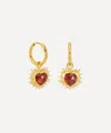 Rachel Jackson 22ct Gold-plated Personalised Electric Love Garnet Huggie Hoop Earrings