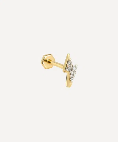 Rachel Jackson 9ct Gold Diamond Lightning Bolt Labret Earring