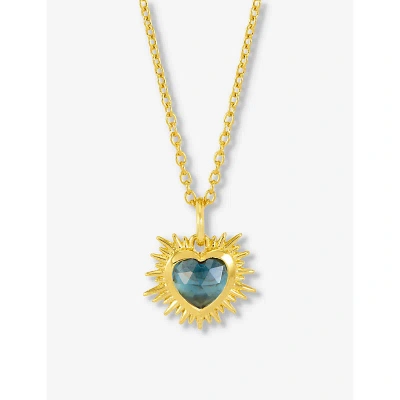 Rachel Jackson Womens Gold December-birthstone Blue Topaz 22ct Gold-plated Sterling-silver Necklace