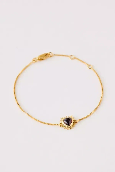Rachel Jackson Electric Love Garnet Heart Bracelet In Gold
