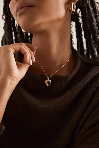 Rachel Jackson Electric Love Garnet Heart Necklace In Gold