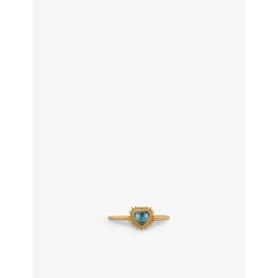 Rachel Jackson Womens Gold Electric Love London Blue-topaz 22ct Gold-plated Sterling Silver Ring