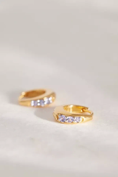 Rachel Jackson Gold-plated Birthstone Huggie Hoop Earrings In Blue