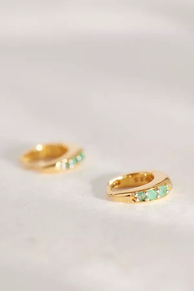 Rachel Jackson Gold-plated Birthstone Huggie Hoop Earrings In Green