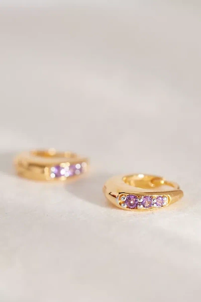 Rachel Jackson Gold-plated Birthstone Huggie Hoop Earrings In Pink