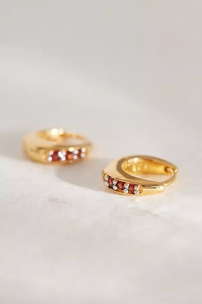 Rachel Jackson Gold-plated Birthstone Huggie Hoop Earrings In Red