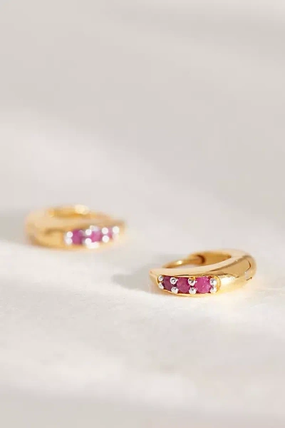 Rachel Jackson Gold-plated Birthstone Huggie Hoop Earrings In Pink