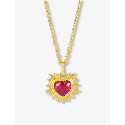 Rachel Jackson Womens Gold July-birthstone Ruby 22ct Gold-plated Sterling Silver Necklace