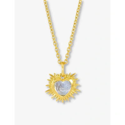Rachel Jackson Womens Gold March-birthstone Blue-topaz 22ct Gold-plated Sterling-silver Necklace
