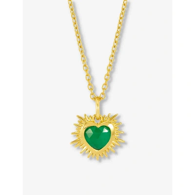 Rachel Jackson Womens Gold May-birthstone Green-agate 22ct Gold-plated Sterling-silver Necklace