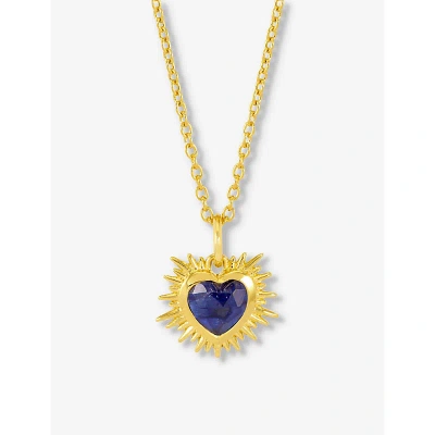 Rachel Jackson Womens Gold September-birthstone Sapphire 22ct Gold-plated Sterling-silver Necklace