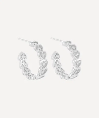 Rachel Jackson Sterling Silver Love Story Heart Hoop Earrings In White