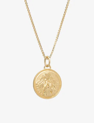 Rachel Jackson Zodiac Coin Virgo Short 22ct Gold-plated Sterling Silver Necklace In 22 Carat Gold Plated
