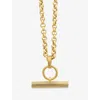 Rachel Jackson Womens Chunky Personalised T-bar 22ct Yellow Gold-plated Sterling-silver Necklace