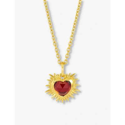 Rachel Jackson Womens Gold January-birthstone Garnet 22ct Gold-plated Sterling-silver Necklace