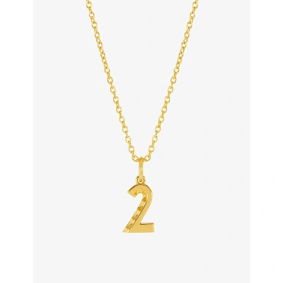 Rachel Jackson Womens Gold Symbolic Number 2 22ct Yellow Gold-plated Sterling Silver Pendant Necklac