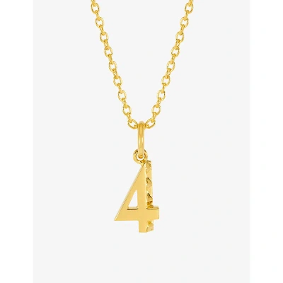 Rachel Jackson Womens Gold Symbolic Number 4 22ct Yellow Gold-plated Sterling Silver Pendant Necklac