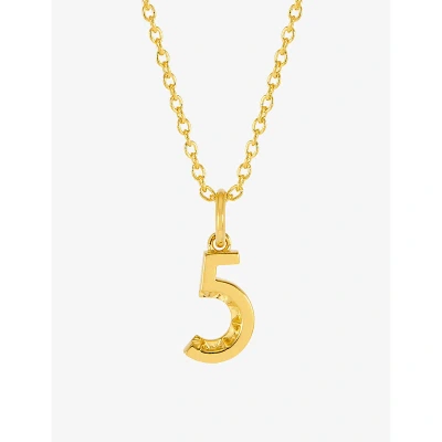 Rachel Jackson Womens Gold Symbolic Number 5 22ct Yellow Gold-plated Sterling Silver Pendant Necklac