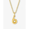 RACHEL JACKSON SYMBOLIC NUMBER SIX 22CT YELLOW-GOLD PLATED STERLING-SILVER PENDANT NECKLACE