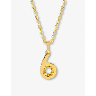 Rachel Jackson Womens Gold Symbolic Number Six 22ct Yellow-gold Plated Sterling-silver Pendant Neckl