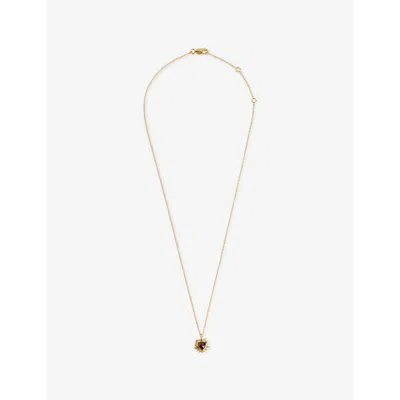 Rachel Jackson Womens  Electric Love 22ct Yellow-gold Plated Sterling-silver And Garnet Pendant Neckl In Gold/garnet