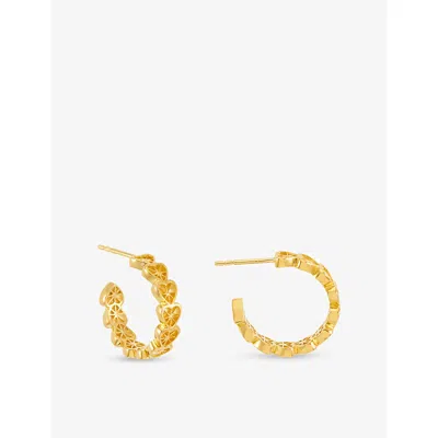 Rachel Jackson Womens  Love Story Heart 22ct Yellow Gold-plated Sterling-silver Hoop Earrings