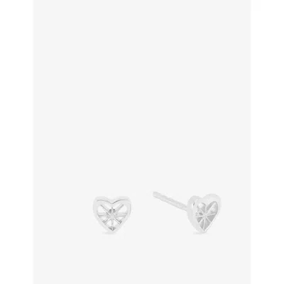Rachel Jackson Womens  Love Story Heart Sterling-silver Stud Earrings