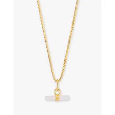 Rachel Jackson Womens Love T-bar Mini 22ct Yellow Gold-plated Sterling-silver And Rose Quartz Necklace