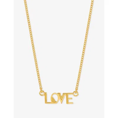 Rachel Jackson Womens Mini Art Deco Love 22ct Yellow Gold-plated Sterling-silver Necklac