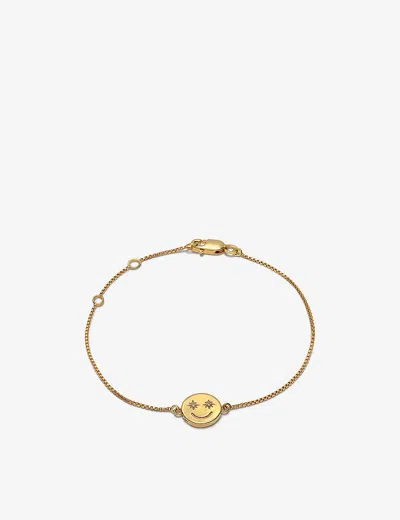 Rachel Jackson Womens Yellow Gold Mini Happy Face 22ct Yellow Gold-plated Sterling Silver And Crysta