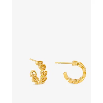 Rachel Jackson Womens  Mini Love Story Heart 22ct Yellow Gold-plated Sterling-silver Hoop Earrings