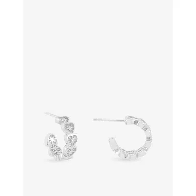 Rachel Jackson Womens  Mini Love Story Heart Sterling-silver Hoop Earrings