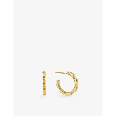 Rachel Jackson Womens Arrow Spike 22ct Gold-plated Sterling-silver And White Topaz Hoop Earrings