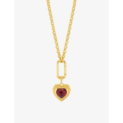 Rachel Jackson Womens  Electric Love January Birthstone Heart 22ct Yellow Gold-plated Sterling-silver