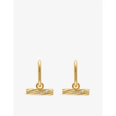 Rachel Jackson Womens  Twisted T-bar 18ct Gold-plated Sterling-silver Huggie Earrings