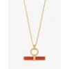 Rachel Jackson Womens Vitality Carnelian T-bar 18ct Yellow Gold-plated 925 Sterling-silver And Carnelian Necklace In Gold