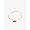 Rachel Jackson Womens Vitality Carnelian T-bar 18ct Yellow Gold-plated 925 Sterling-silver And Carnelian Bracelet In Gold