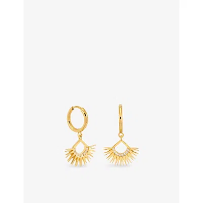 Rachel Jackson Womens Rising Sun 22ct Yellow Gold-plated Sterling-silver And White Topaz Huggie Hoop Earrings