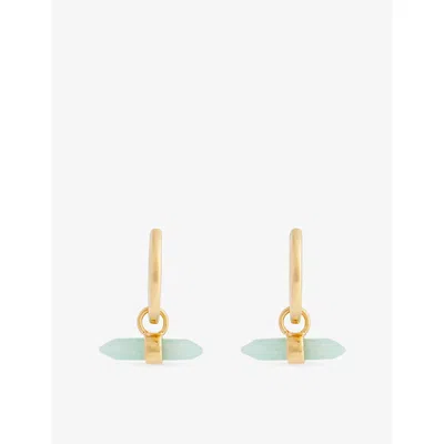 Rachel Jackson Womens Tranquility T-bar 18ct Yellow Gold-plated Sterling-silver And Amazonite Huggie Hoop Earrings