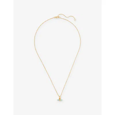 Rachel Jackson Womens Tranquility T-bar Mini 18ct Yellow Gold-plated Sterling-silver And Amazonite Necklace