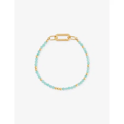 Rachel Jackson Womens Tranquilty 18ct Yellow Gold-plated Sterling-silver And Amazonite Beaded Bracelet