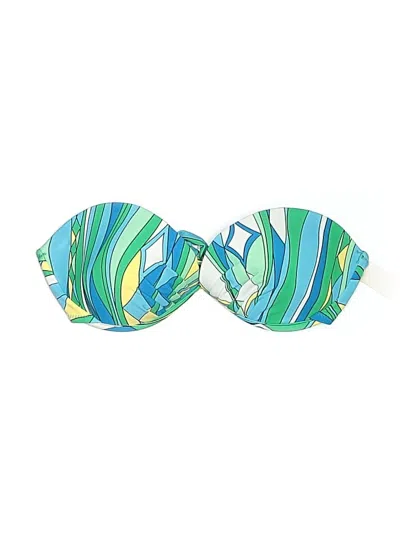 Pre-owned Rachel Lym Swimsuit Top Green Print Pattern Swimwear