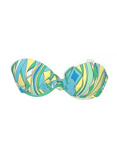 Pre-owned Rachel Lym Swimsuit Top Green Print Pattern Swimwear