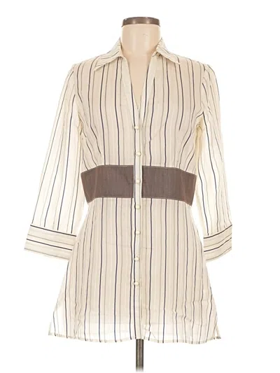 Pre-owned Rachel Mara 3/4 Sleeve Button Down Shirt In White