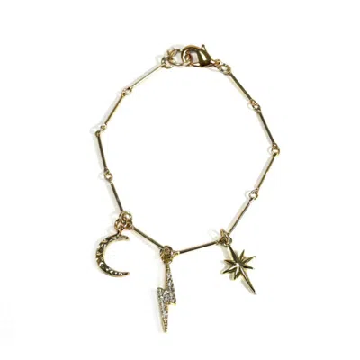 Rachel Nathan Women's Gold Chain: Thunder & Lightning Bracelet In Green